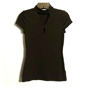 Express Double Keyhole Choker Neck Tee